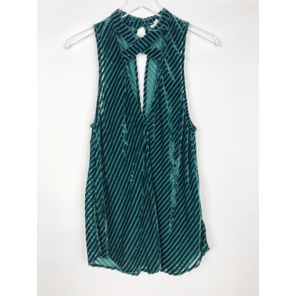 Silence + Noise Top Womens Medium Green Velvet Burnout Whimsigoth Fairy Festival
